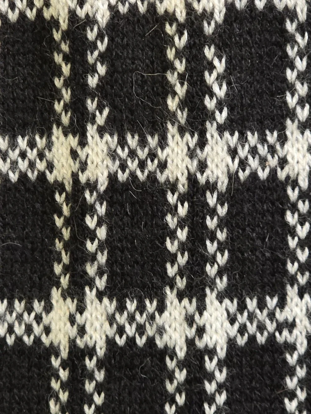 Alpaca Fina Black & White Plaid Handmade Soft Sweater Vest Buttons & Pockets L